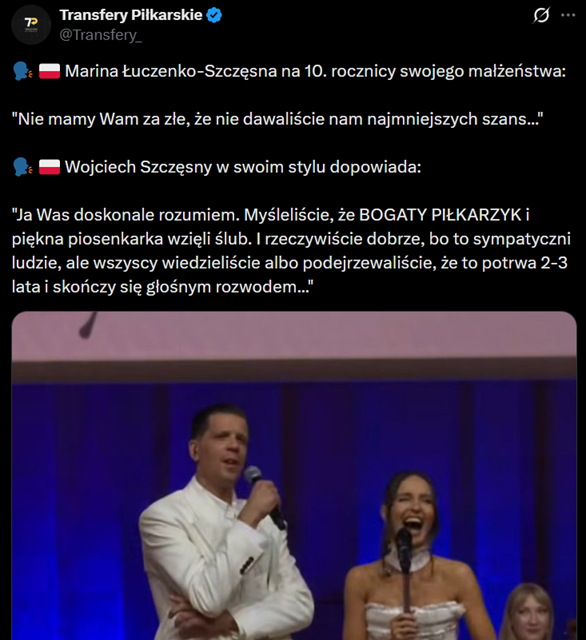 WYPOWIEDŹ Wojciecha Szczęsnego na swojej własnej rocznicy ślubu xD